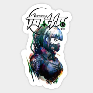 Neo Tokyo Vaporwave Gas Mask Girl Sticker